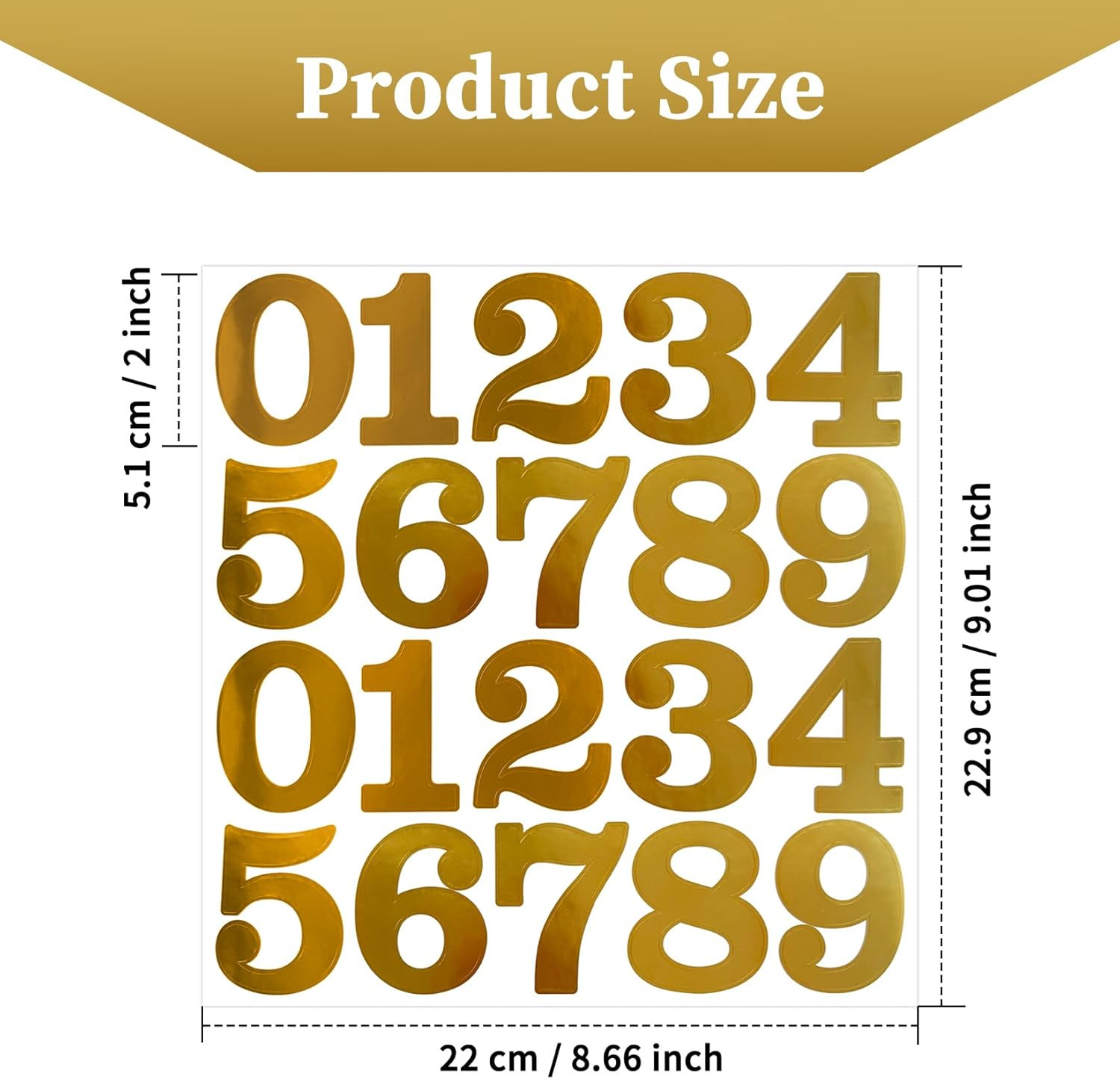 24 Sets 2 Inch 0-9 Self Adhesive Vinyl Number Stickers for File,Lockers,Mailbox,