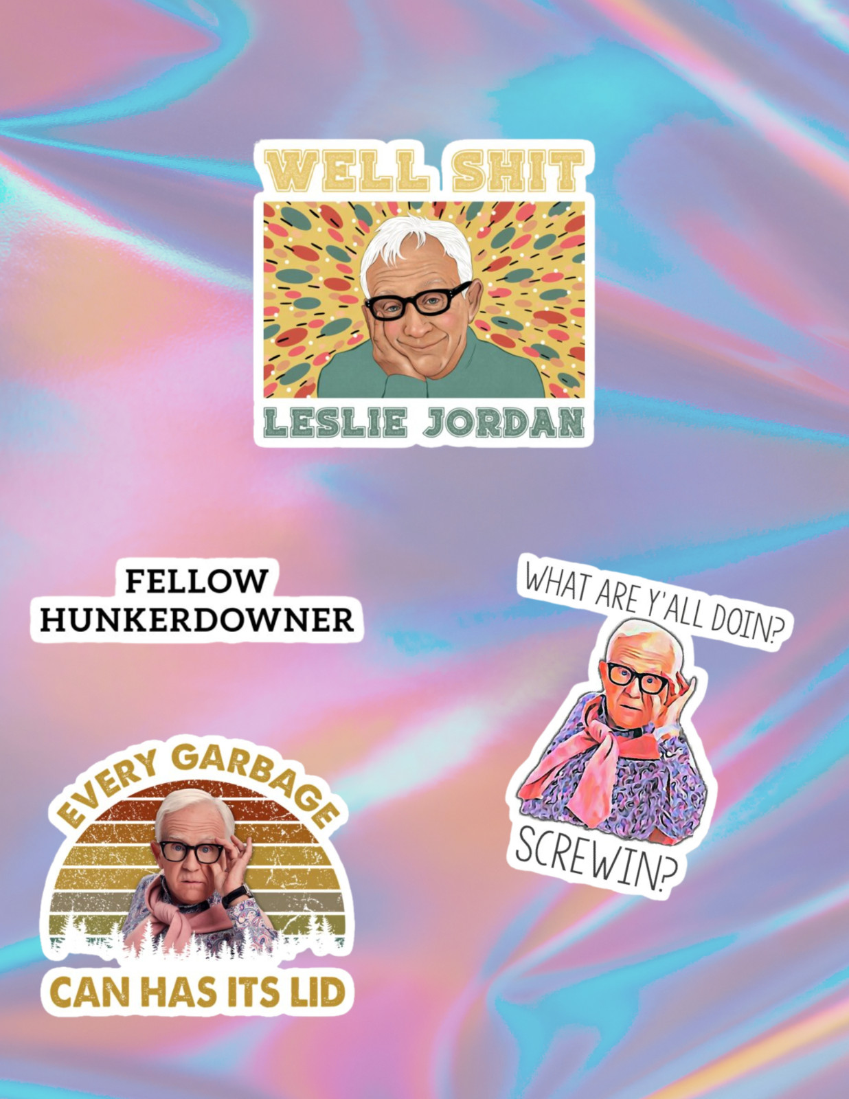 Leslie Jordan 4pc Sticker Pack