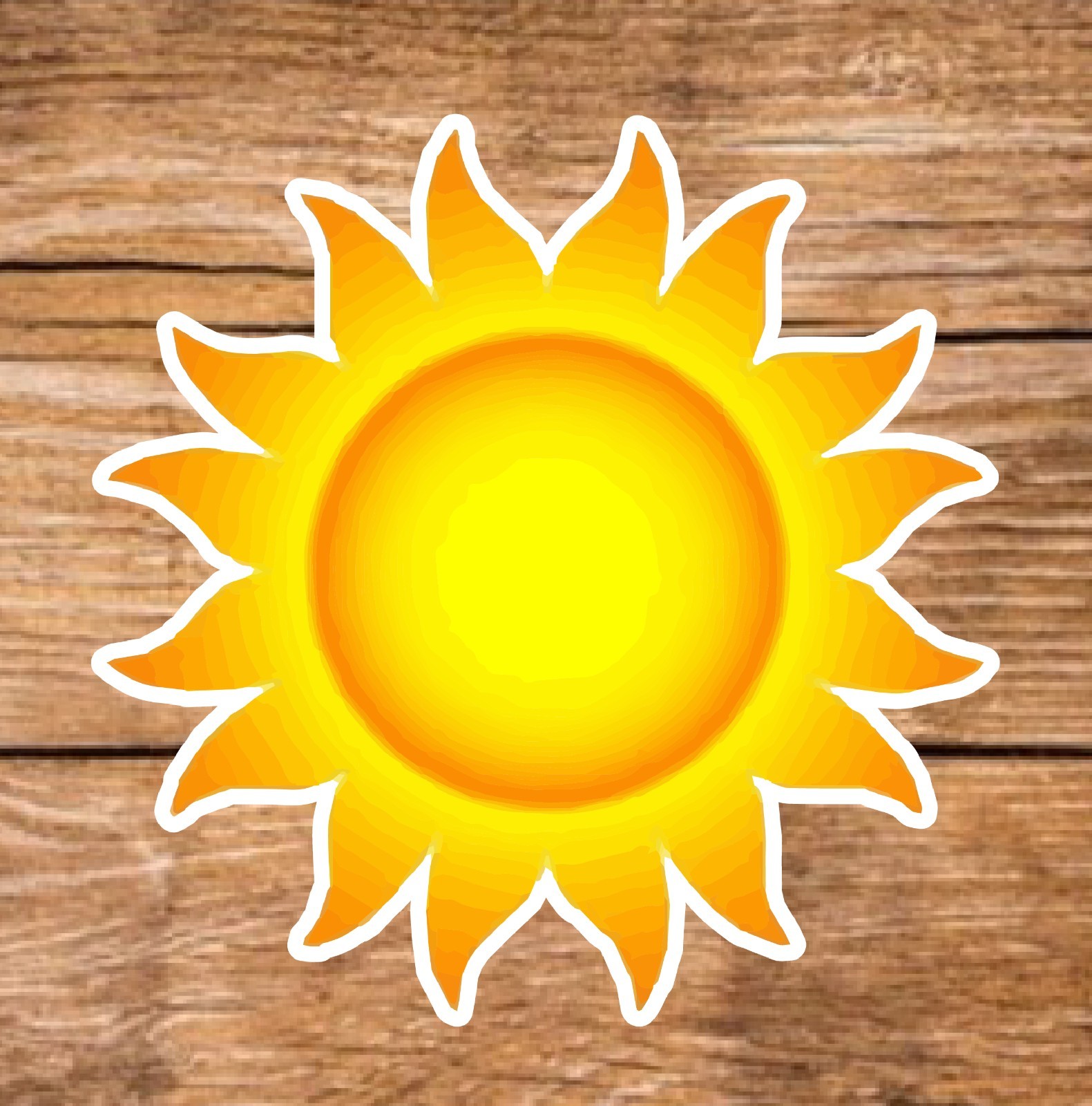 Sun – 2 Pages (20 Sticker Set) 2in, Waterproof, Glossy Finish Vinyl.