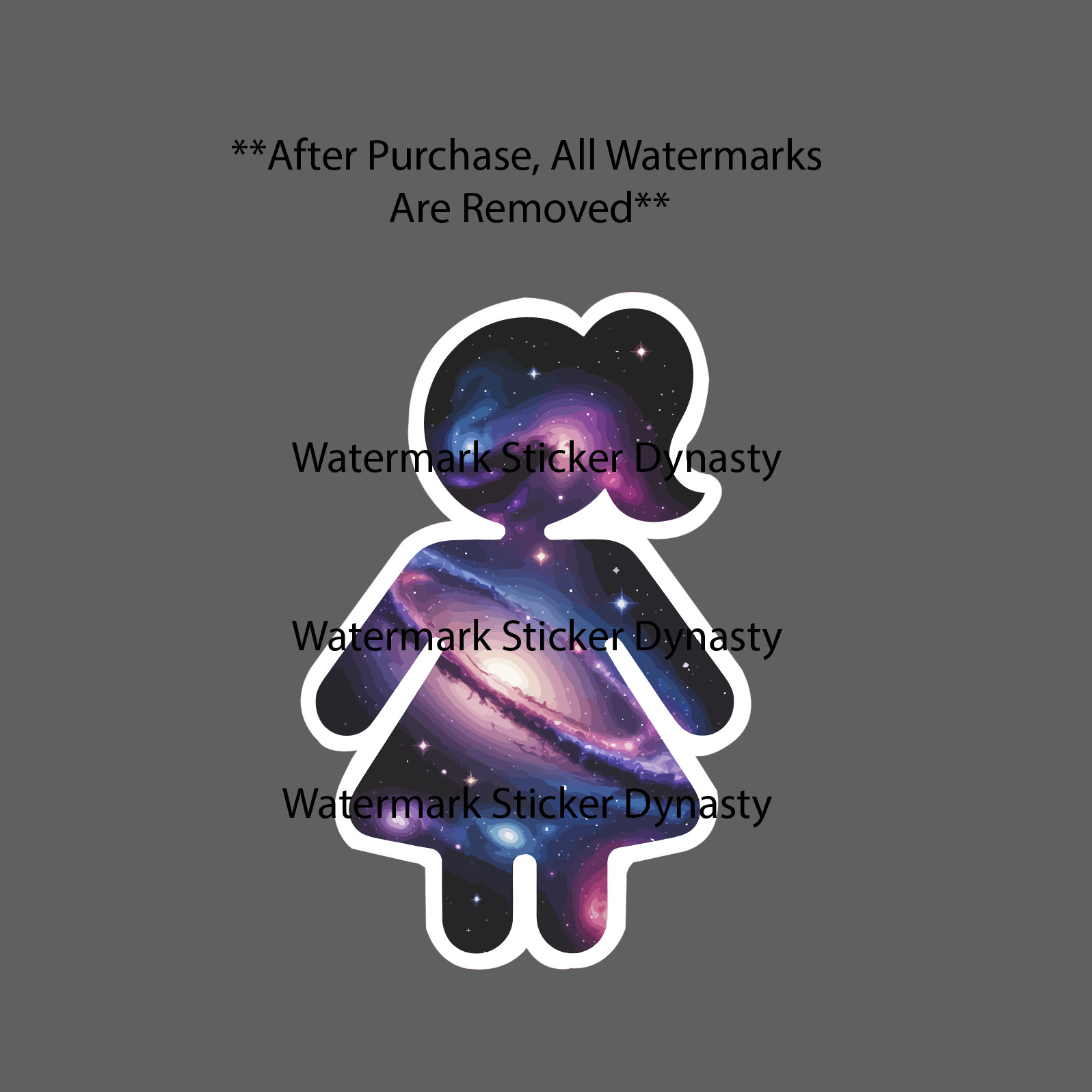 Girl Galaxy Sticker Waterproof Decal Space Planet Stars Dress Gift NEW