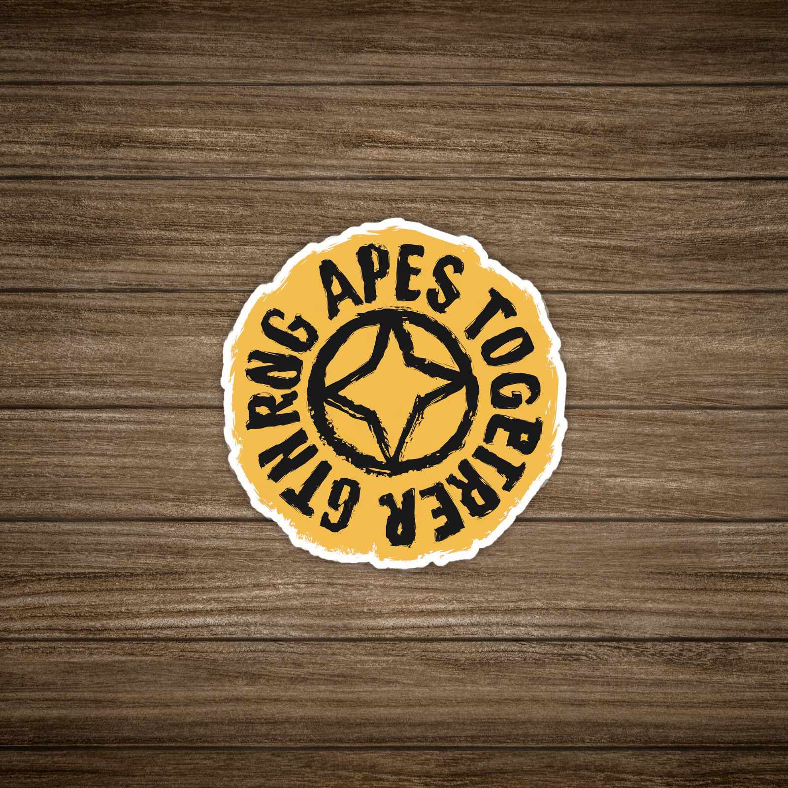 Cheeky Apes Together Strong Quote Sticker – Yellow Grunge Circle Design #501