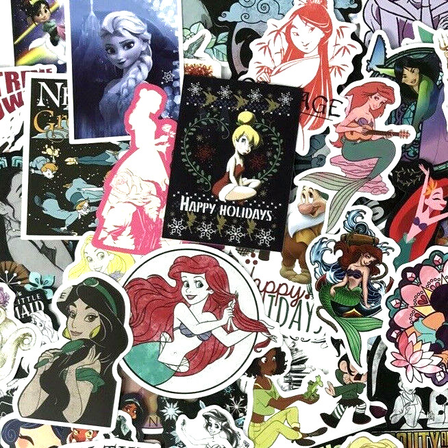 50pc Random Disney Princess Decal Fun Water Bottle Laptop Wall Sticker Pack