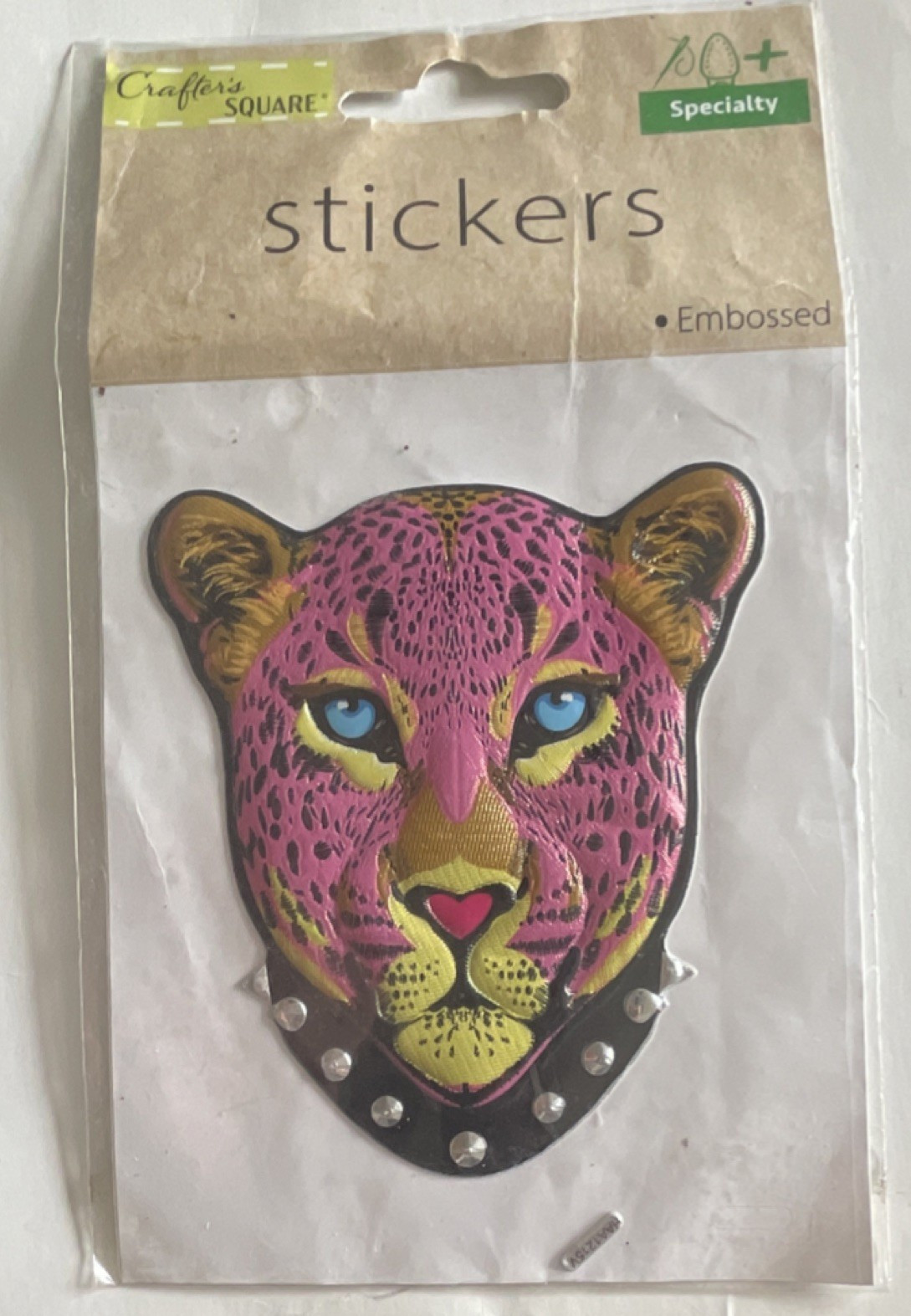 Crafter's Square Embossed Vinyl Pink Leopard Sticker Animal Print Wall Decor