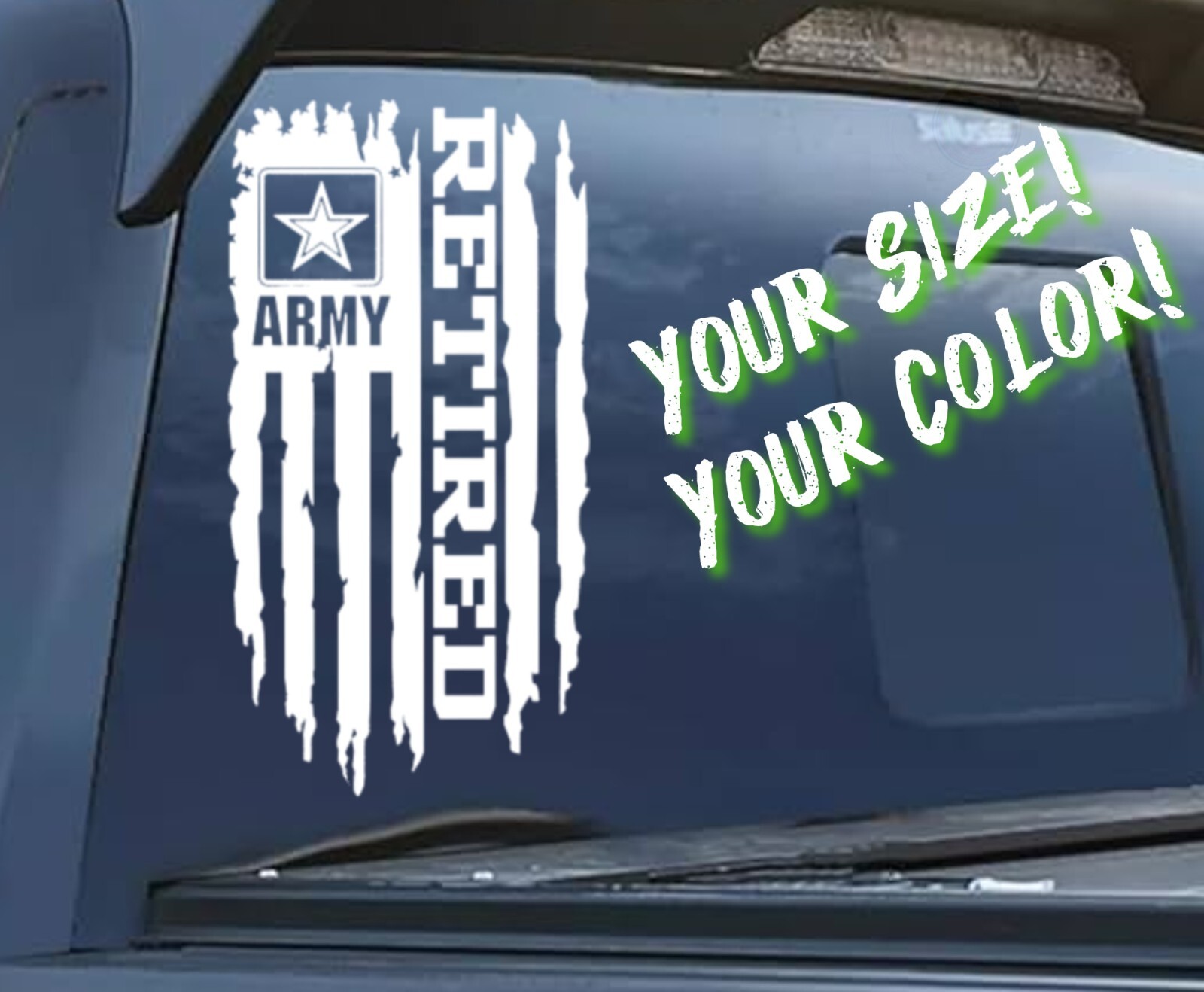 DISTRESSED UNITED STATES ARMY FLAG RETIRED VINYL DECAL STICKER U.S. ARMY