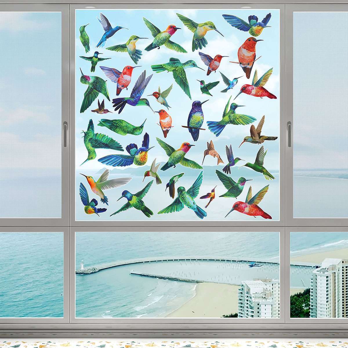 Large Anti Collision Window Decals for Bird Strikes, Stop Birds, 9 Pieces