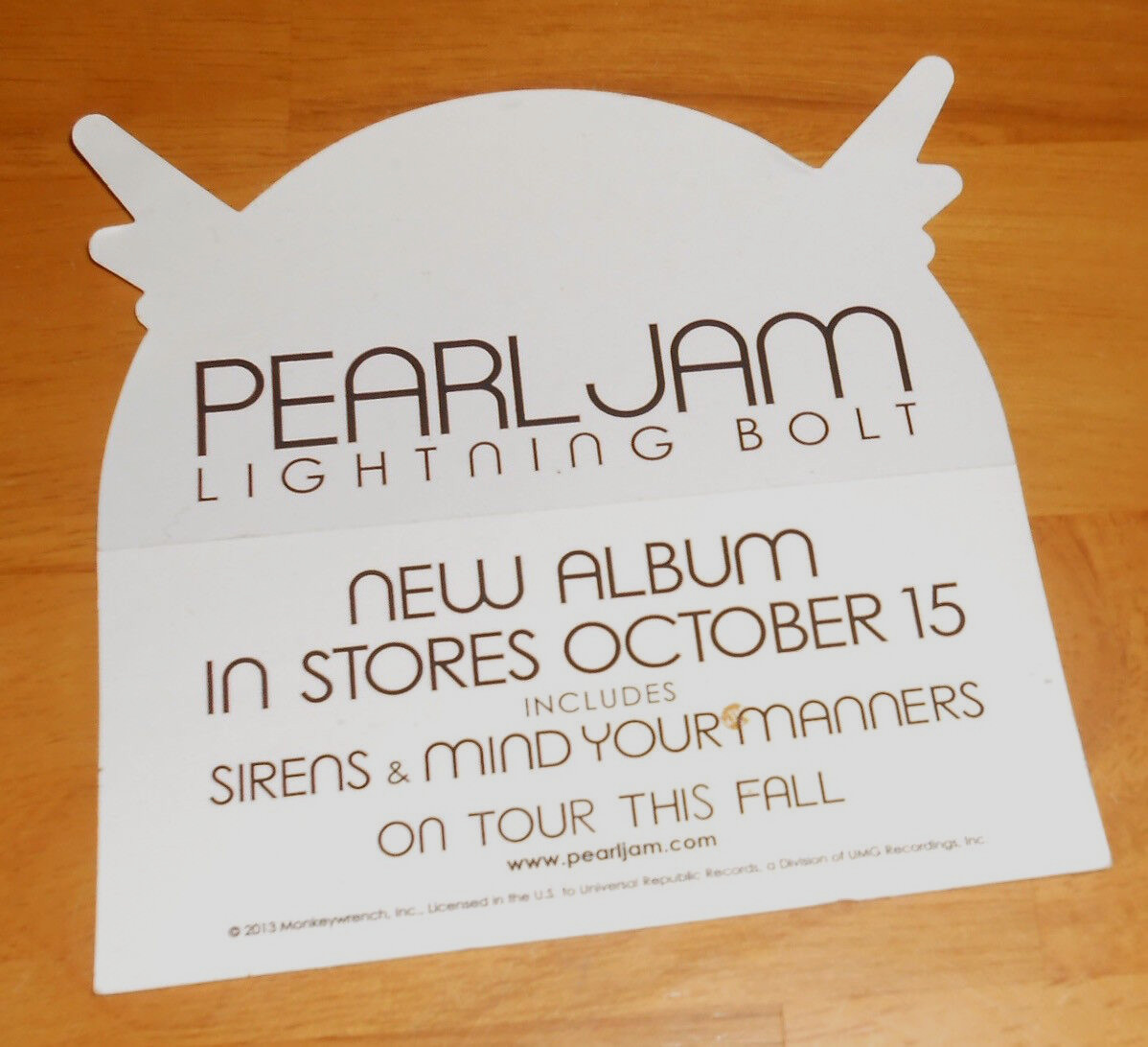 Pearl Jam Lightning Bolt Sticker Original Promo (rectangle) 5×5.25