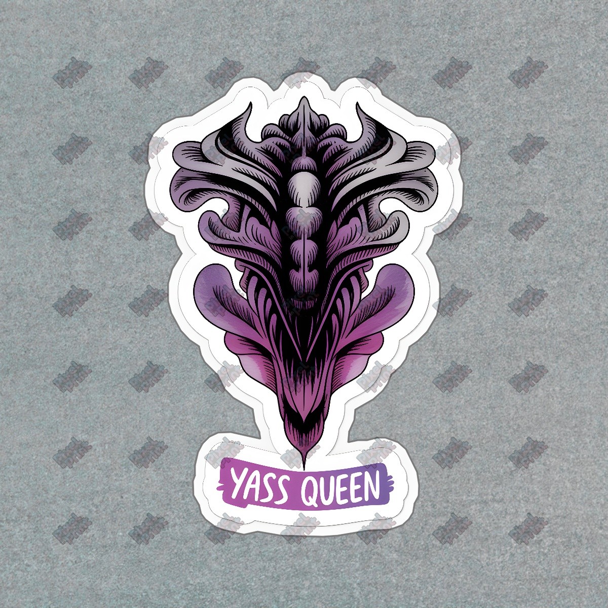 Bold Alien Creature Head Sticker YASS QUEEN Pop Culture Art for #19106