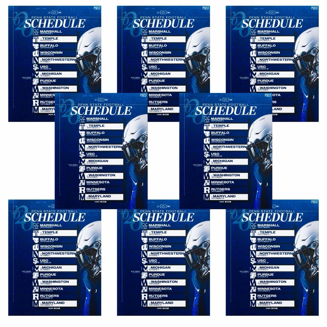 2026 Penn State Nittany Lions Football Schedule Stickers 8 Pcs