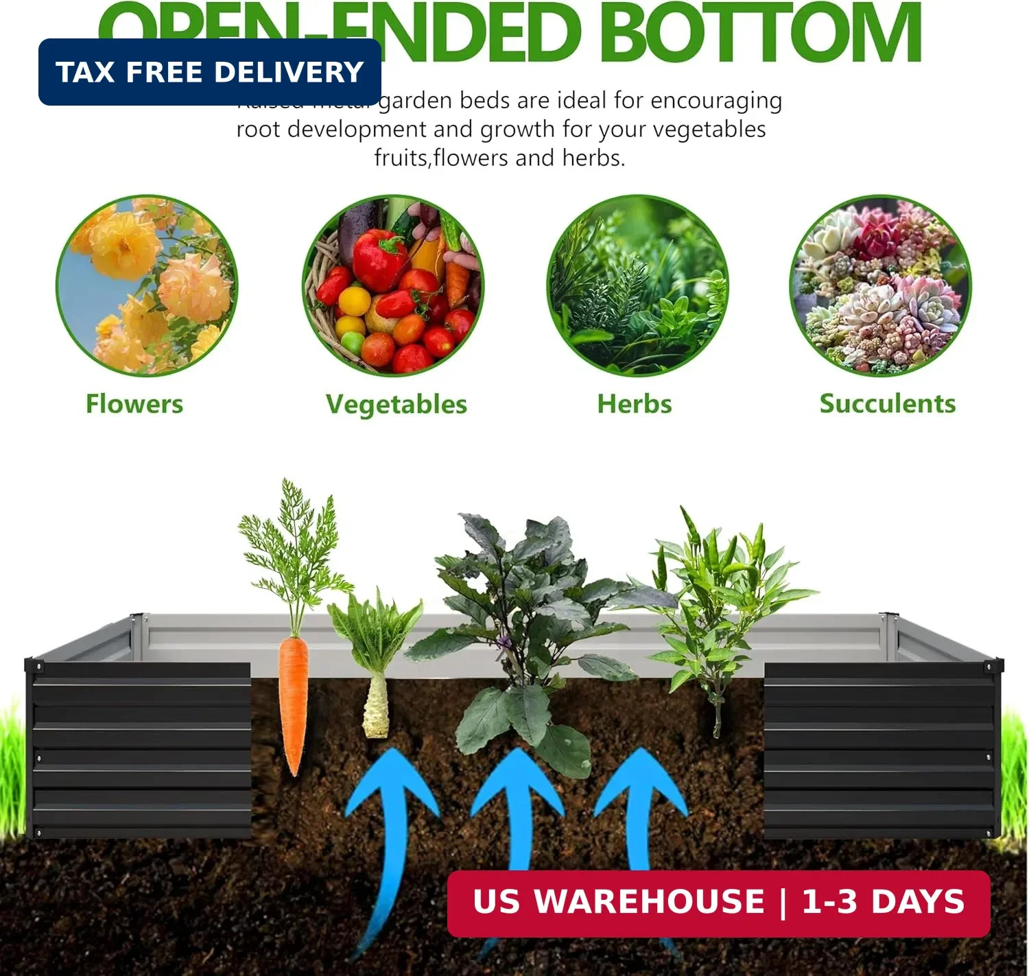 2PCS 7x3x1ft Galvanized Raised Garden Bed,Outdoor Planter Box Metal Patio Kit Pl