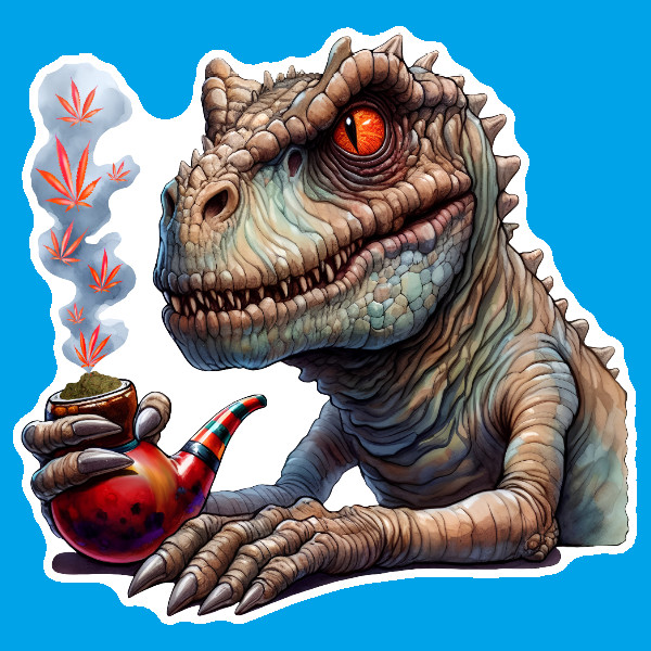 T-Rex Vinyl Cannabis Weed Marijuana UV Safe Dinosaur Stoner Sticker Weatherproof