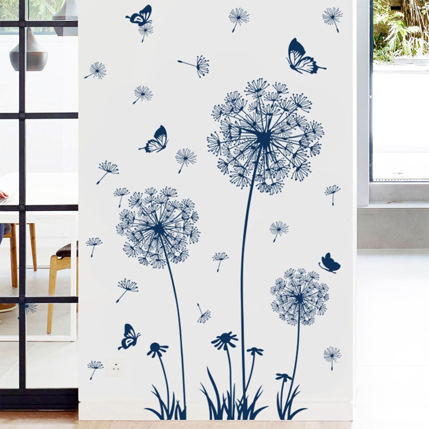 Dandelion Wall Decals Peel and Stick Dandelion Wall Stickers Blue Large Flora…