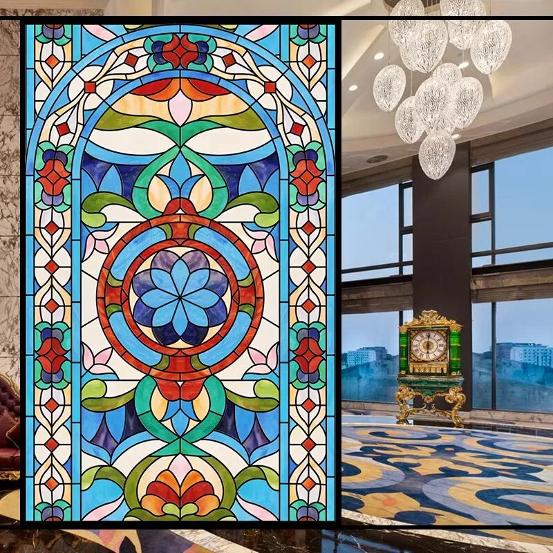 Vintage Self-adhesive Window Film Frosted Stained Privacy Glass Sticker Decor