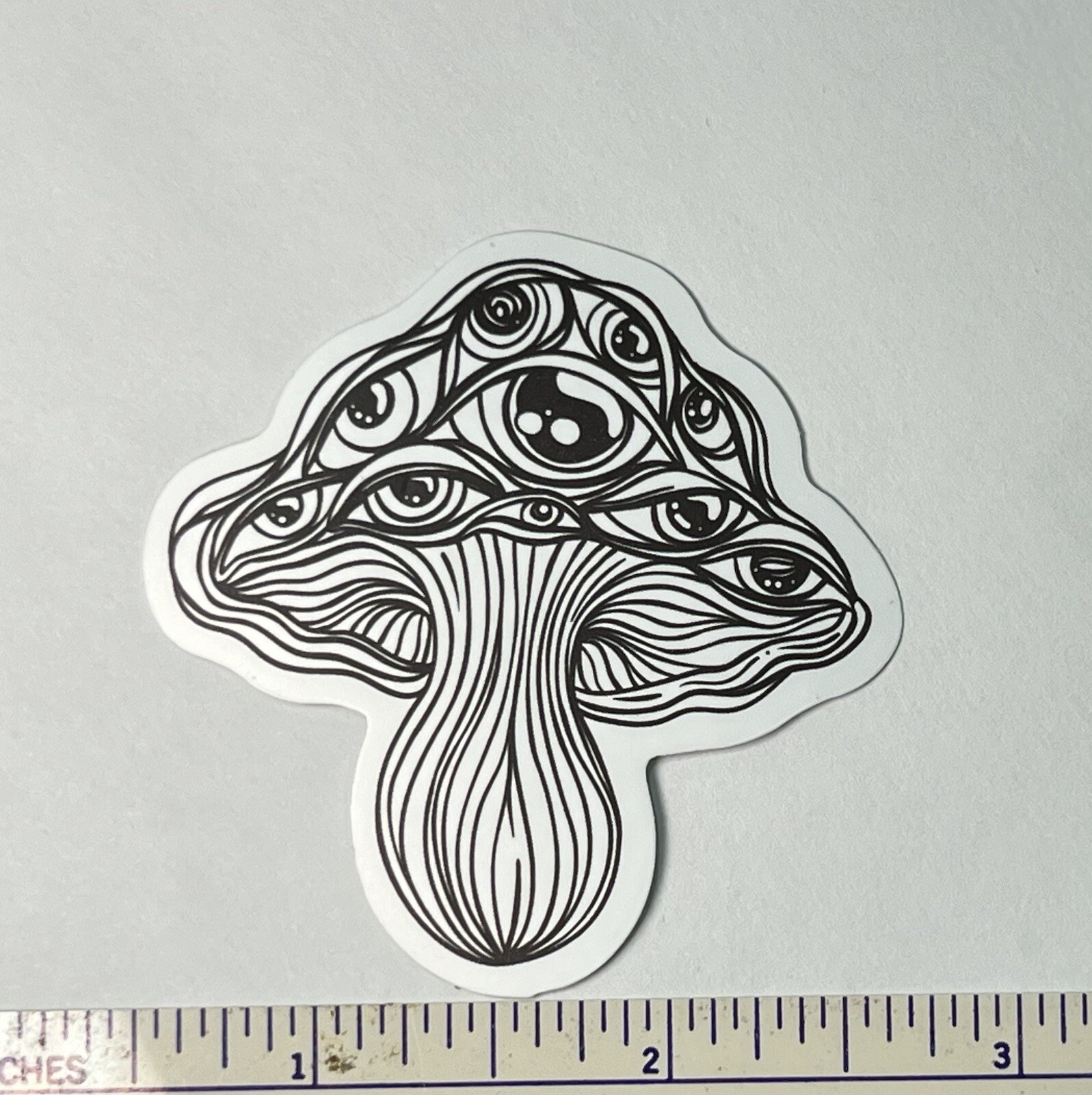 Mushroom W/ Evil Eye Protection B&W – Vinyl Decal Sticker Bomb Horror Halloween