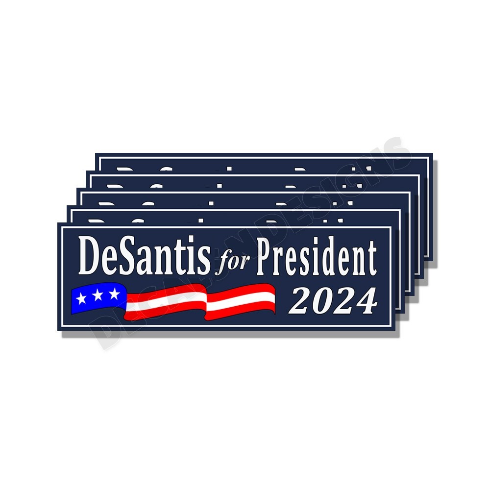 DeSantis For President – Stickers Decals – Made In the USA – Blue – 9×3 5 Pack