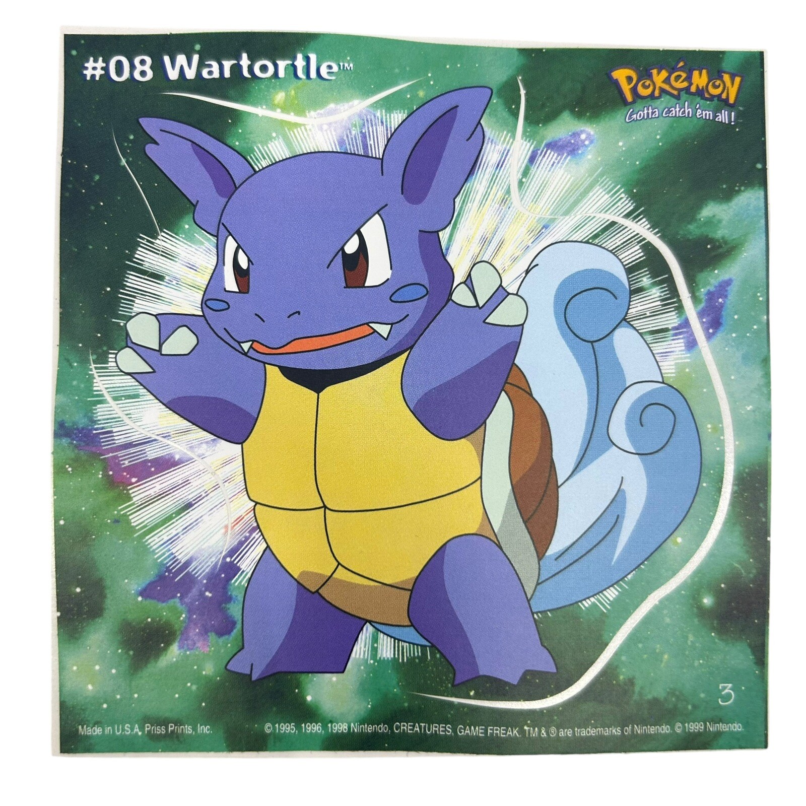 Pokemon Collect ’em Stick-Ups Wartortle #008 Large 4” Sticker Priss Prints