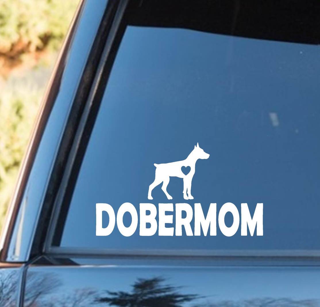 DOBERMOM Doberman Mom Pinscher Dog Breed Decal Sticker Car Truck SUV Van E1071
