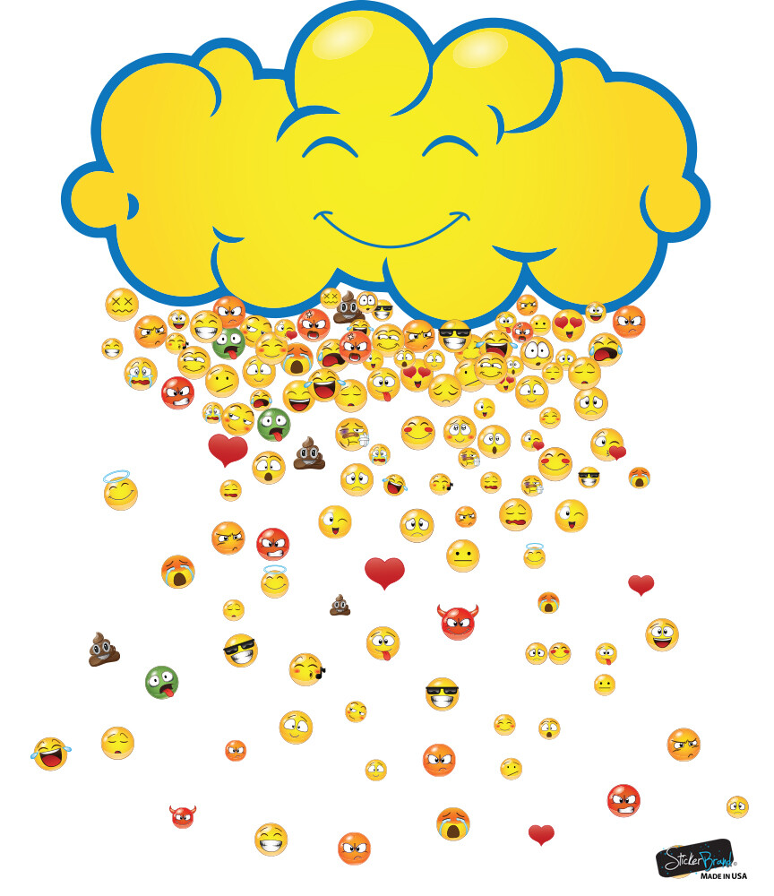 Happy Cloud Raining 200 Smiling Faces Graphic Decal #6093