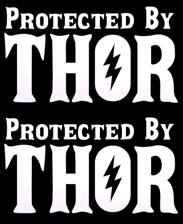 Protected By Thor Two Pack 6" White or Black Vinyl Decal Vehicle Window Door