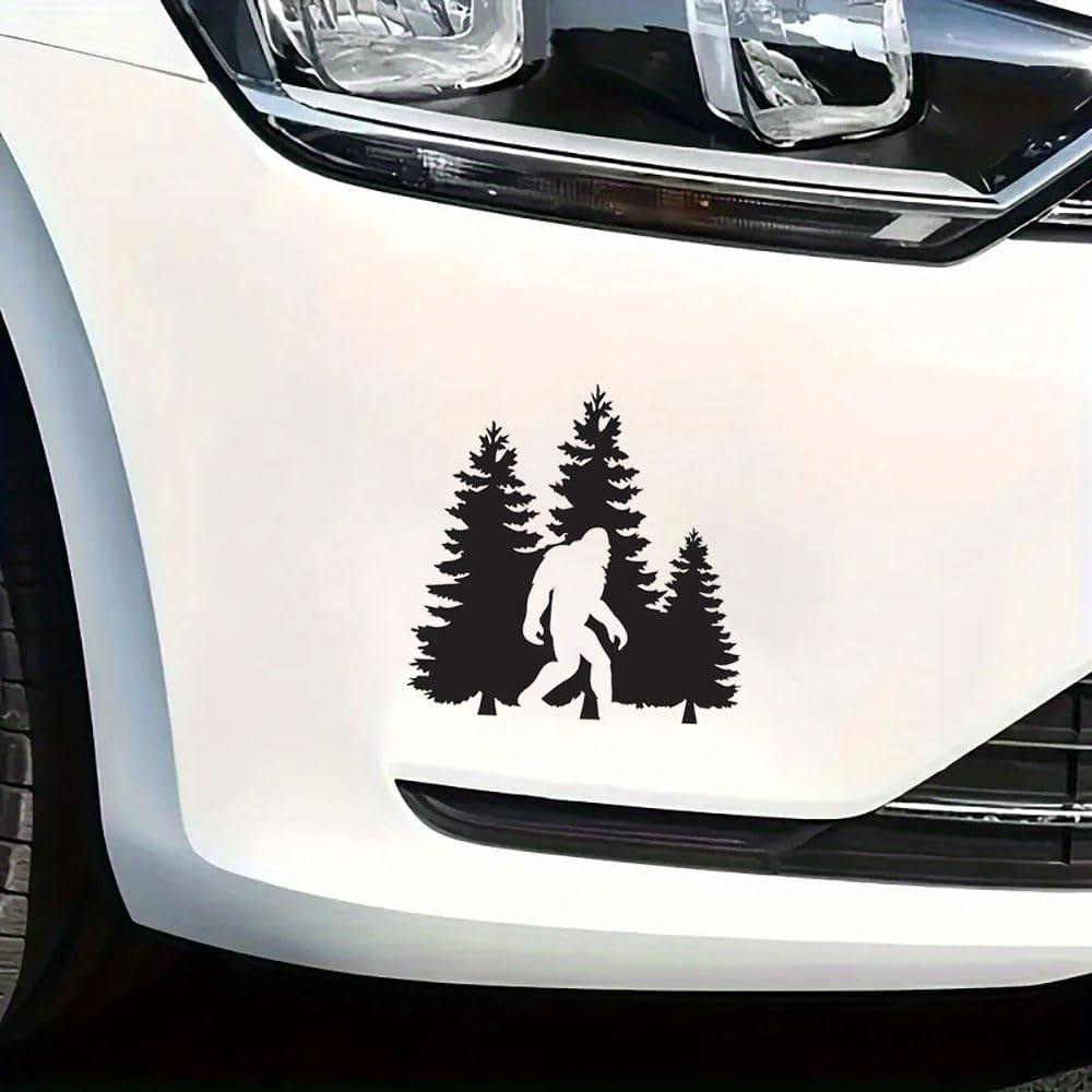 2 PCS Bigfoot Forest Scene Waterproof Vinyl Decai Black Silhouette Stickers for