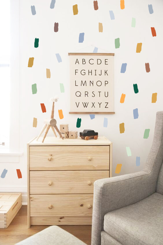 Paint Wall Decals – Brushstroke Sticker, Multi colored Brush Daub Decor