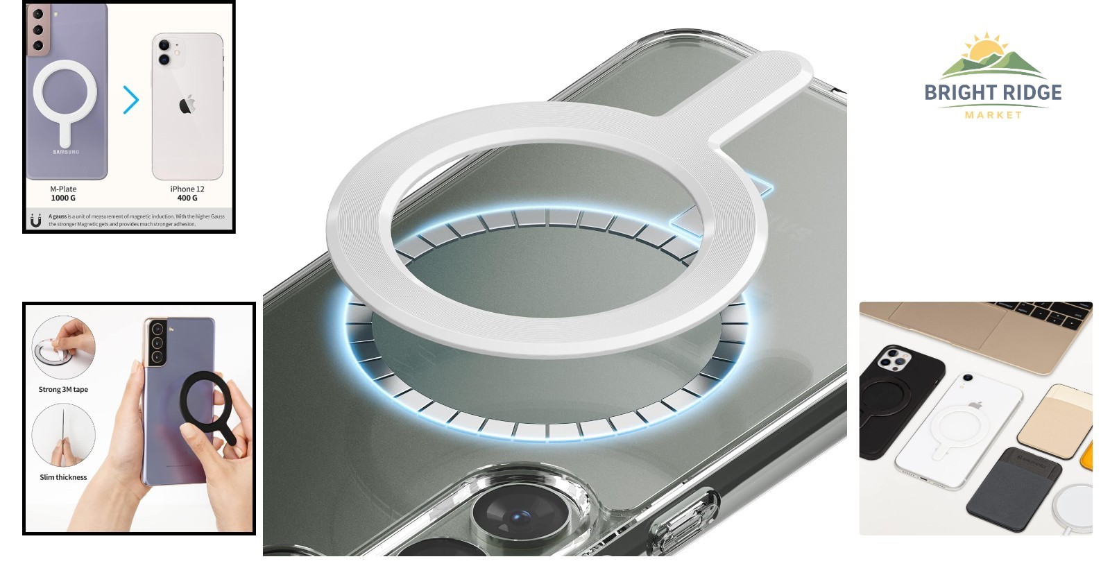 Strong Magnetic Ring for Wireless Charging, Fits iPhone and Galaxy Phones