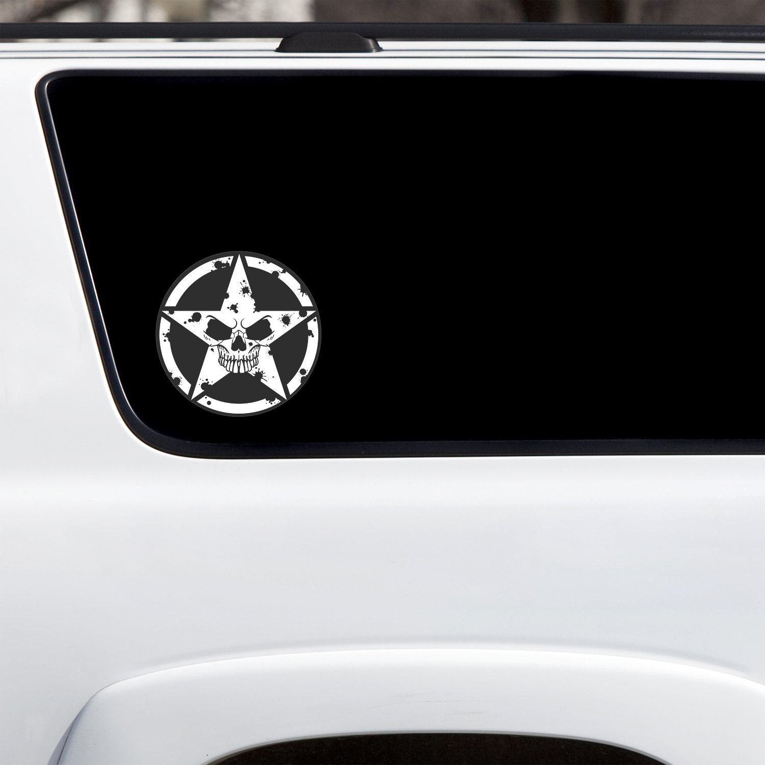MILITARY JEEP ARMY STAR SKULL CLEAR DECAL STICKER, USMC, VINYL SIGN ART PRINT
