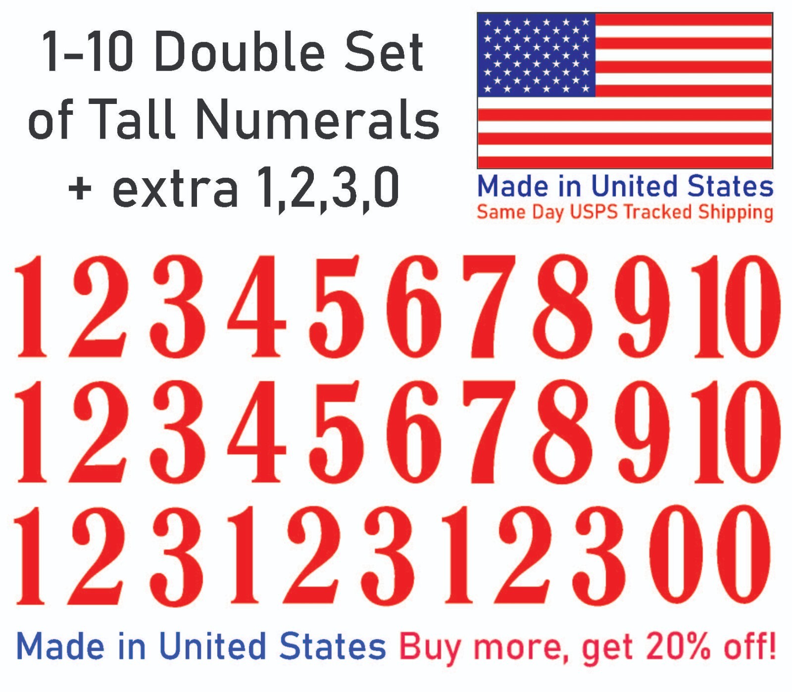 1-10 School Book Outdoor Vinyl Decal Numbers for Mailbox, Door, Address, Locker