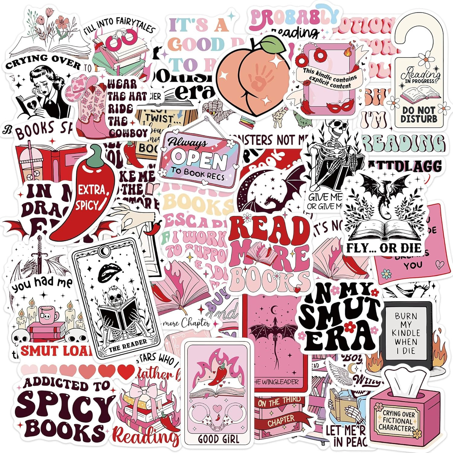 Spicy Book Reading Stickers, 100 Pcs Smut Sticker, Dark Romance Decals for Visio
