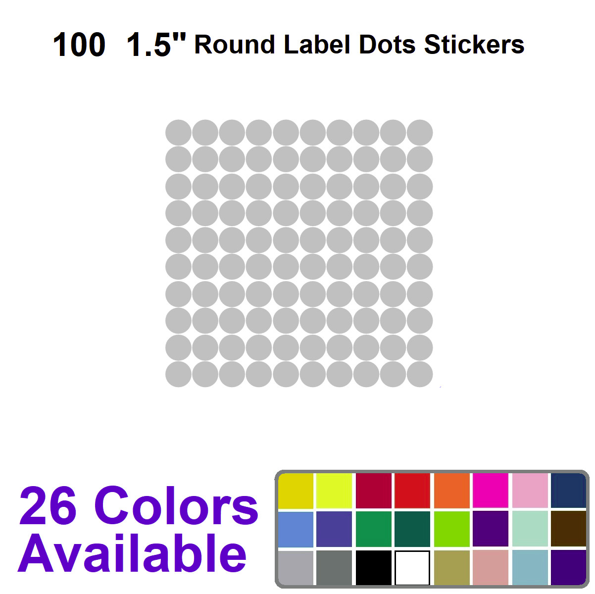 100 1.5" Round Label Dots Vinyl Stickers Color Coding Inventory 1.5 inch