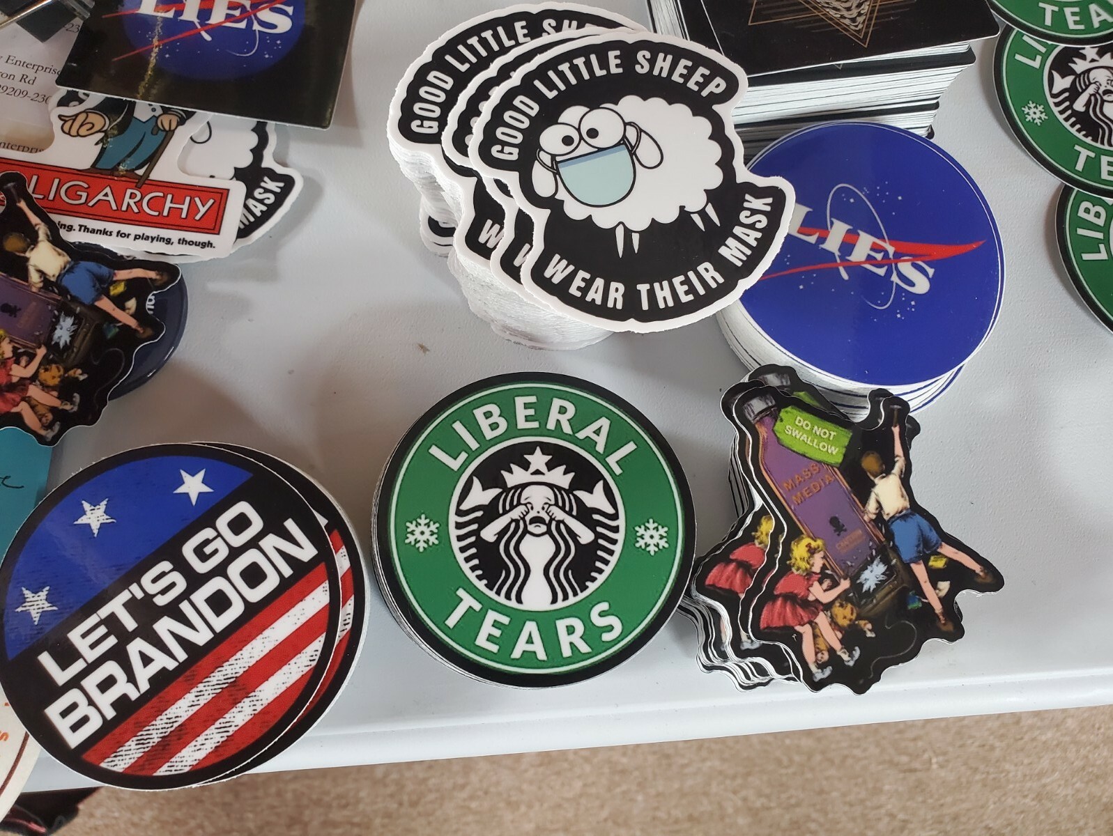 Alex Jones inspired STICKERS 9 Pack LOT September 11th INFO WARS Jason Bermas 😀