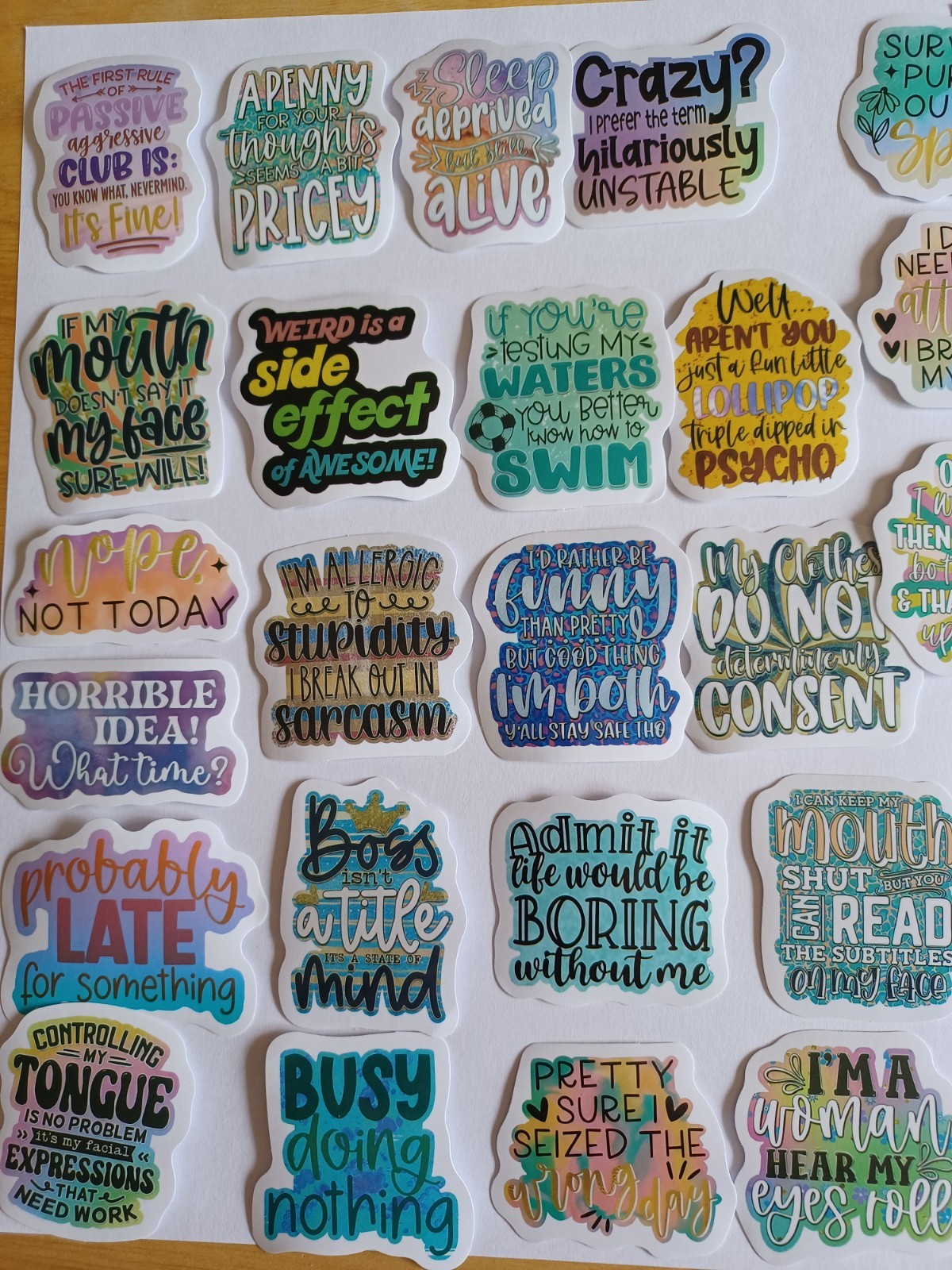 5 Random Assorted Funny, Snarky, Sarcastic stickers humorous and fun