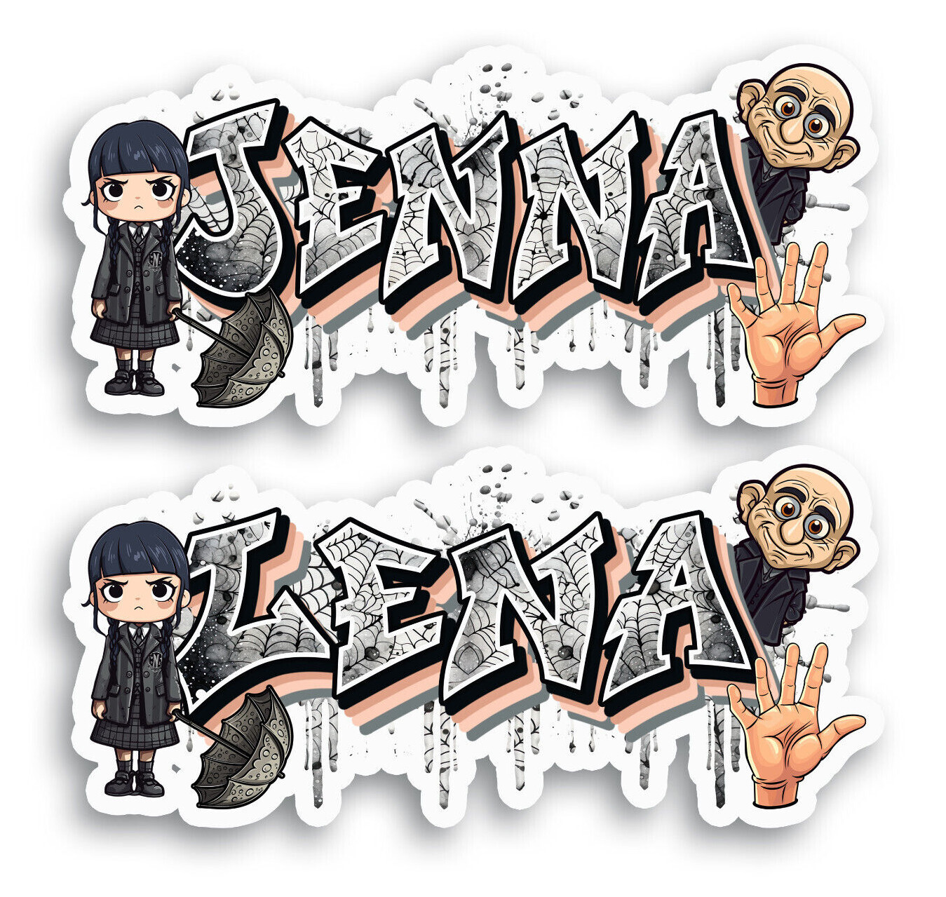 Custom Vinyl Name Sticker Graffiti Style Inspired by Spooky Family Halloween