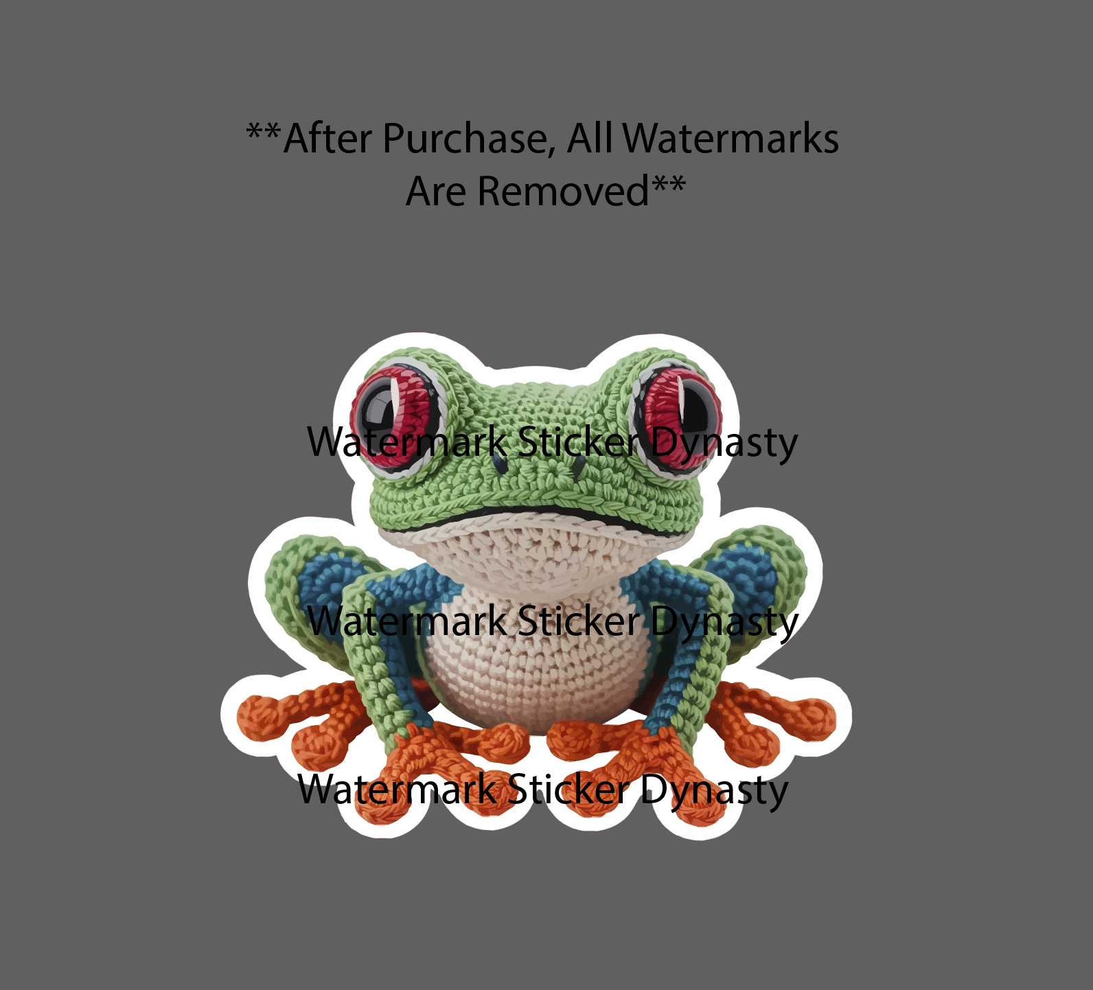Tree Frog Sticker Waterproof Decal Crochet Animal Art Yarn Plush Gift NEW