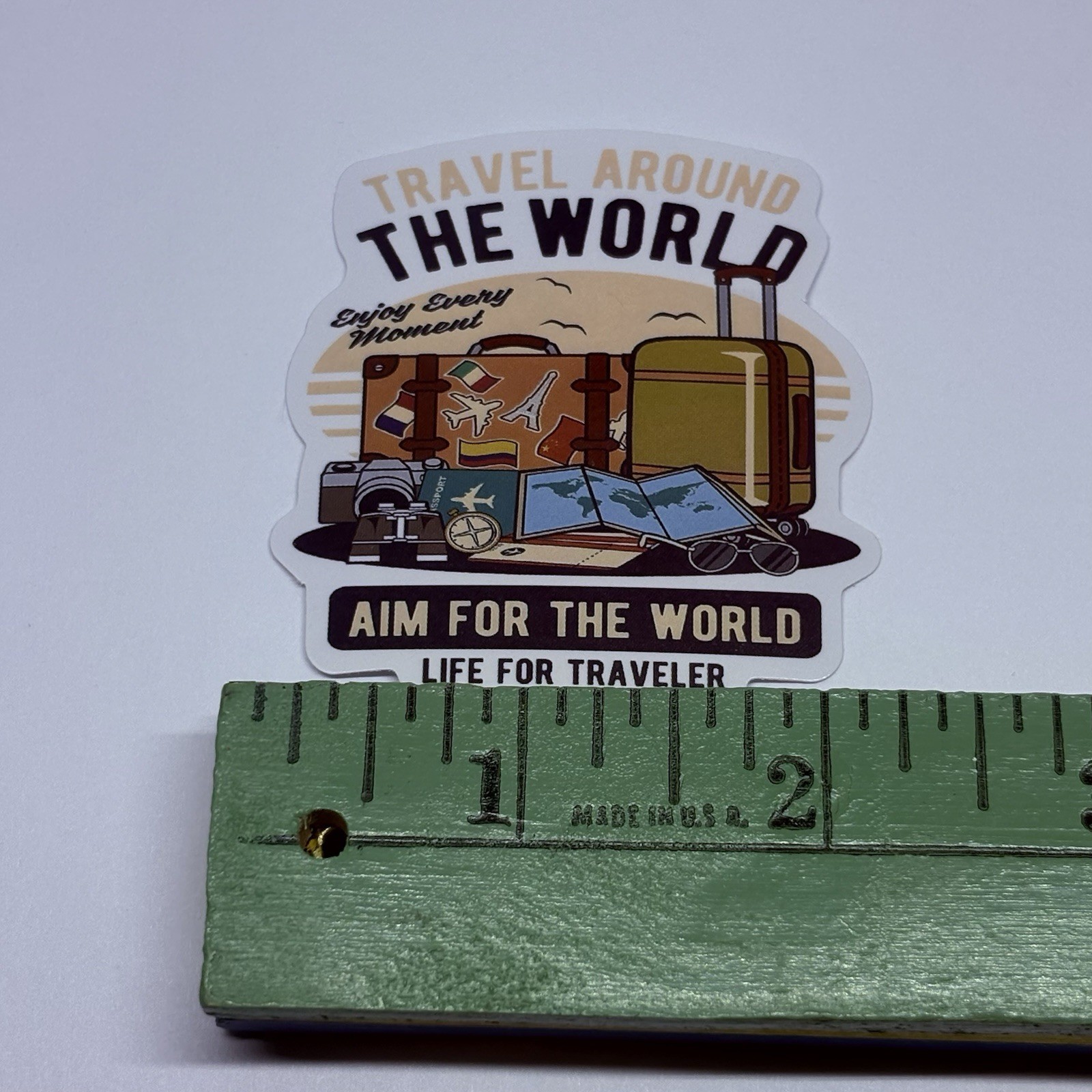 “AIM For The World” Sticker City Travel Art Decal Vinyl Country Souvenir Tc9