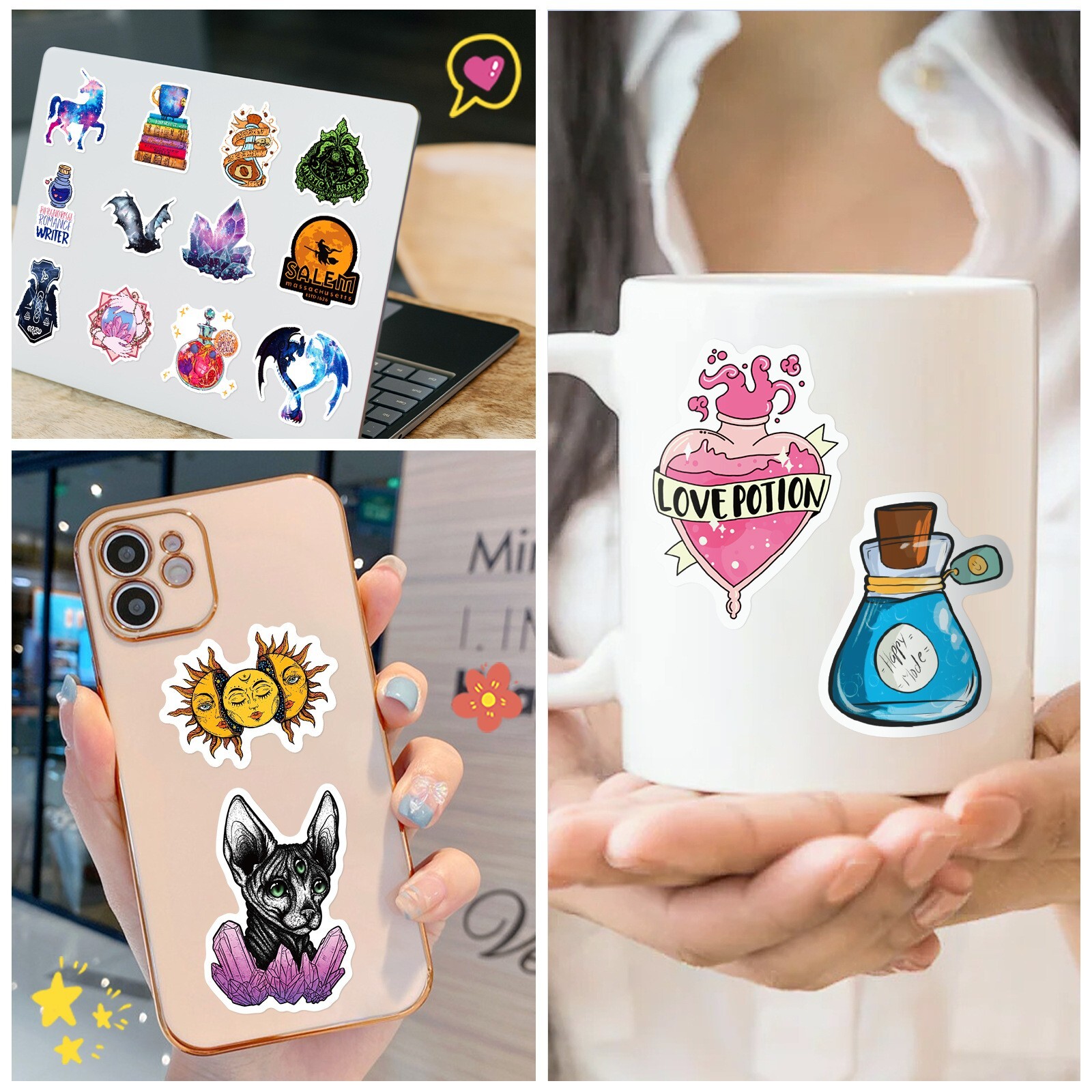200pcs SPIRITUAL Stickers Pack, Crystal Potion Gothic Stickers, #050112139