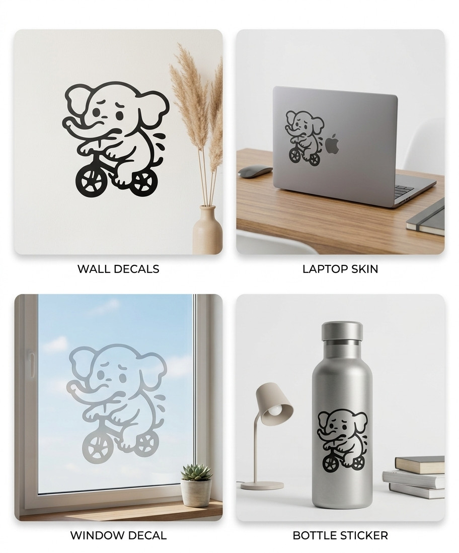 Cute Animal Vinyl Decal Sticker for Wall Window Laptop – Pick Size & Color
