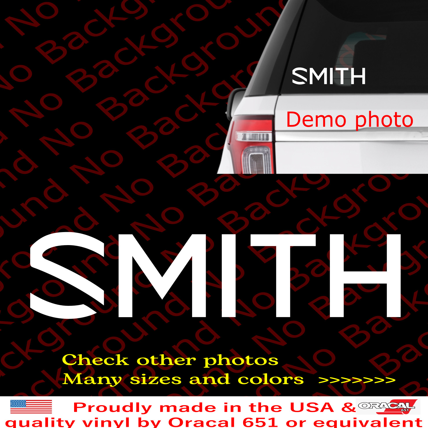 Smith Script Vinyl Die Cut Decal Sticker for Snowboard Ski Winter Sports FY124