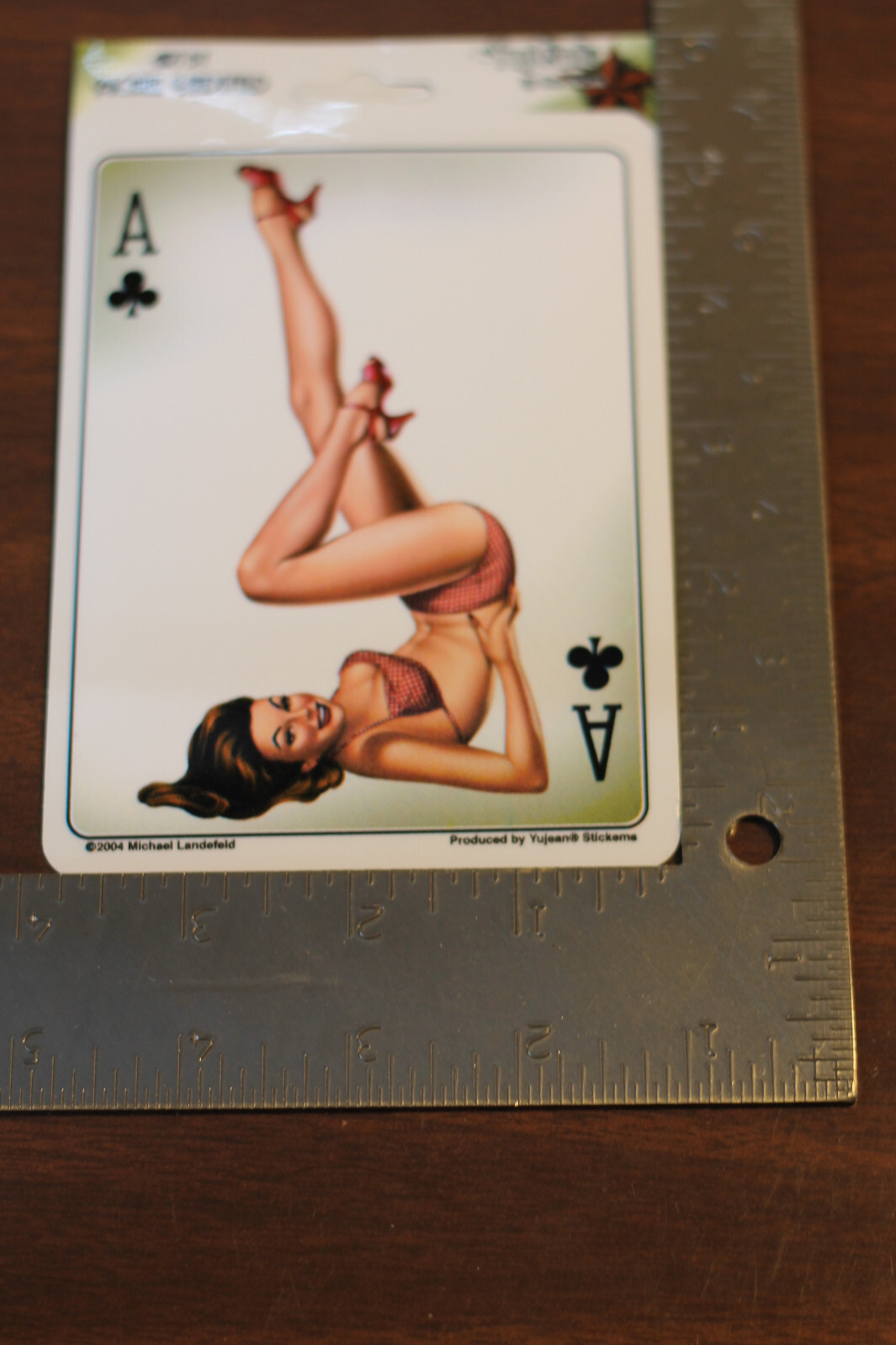 NEW MICHAEL LANDEFELD ACE OF CLUBS PINUP STICKER