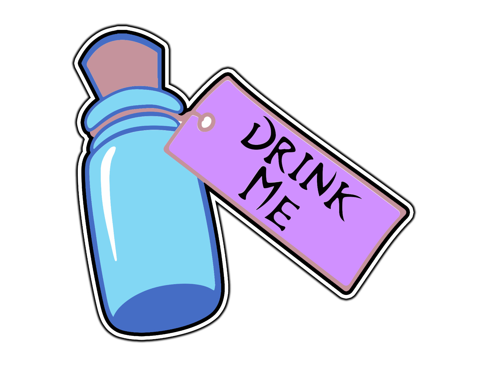 Drink Me Shrink Bottle Waterproof Vinyl Sticker Decal Die-Cut