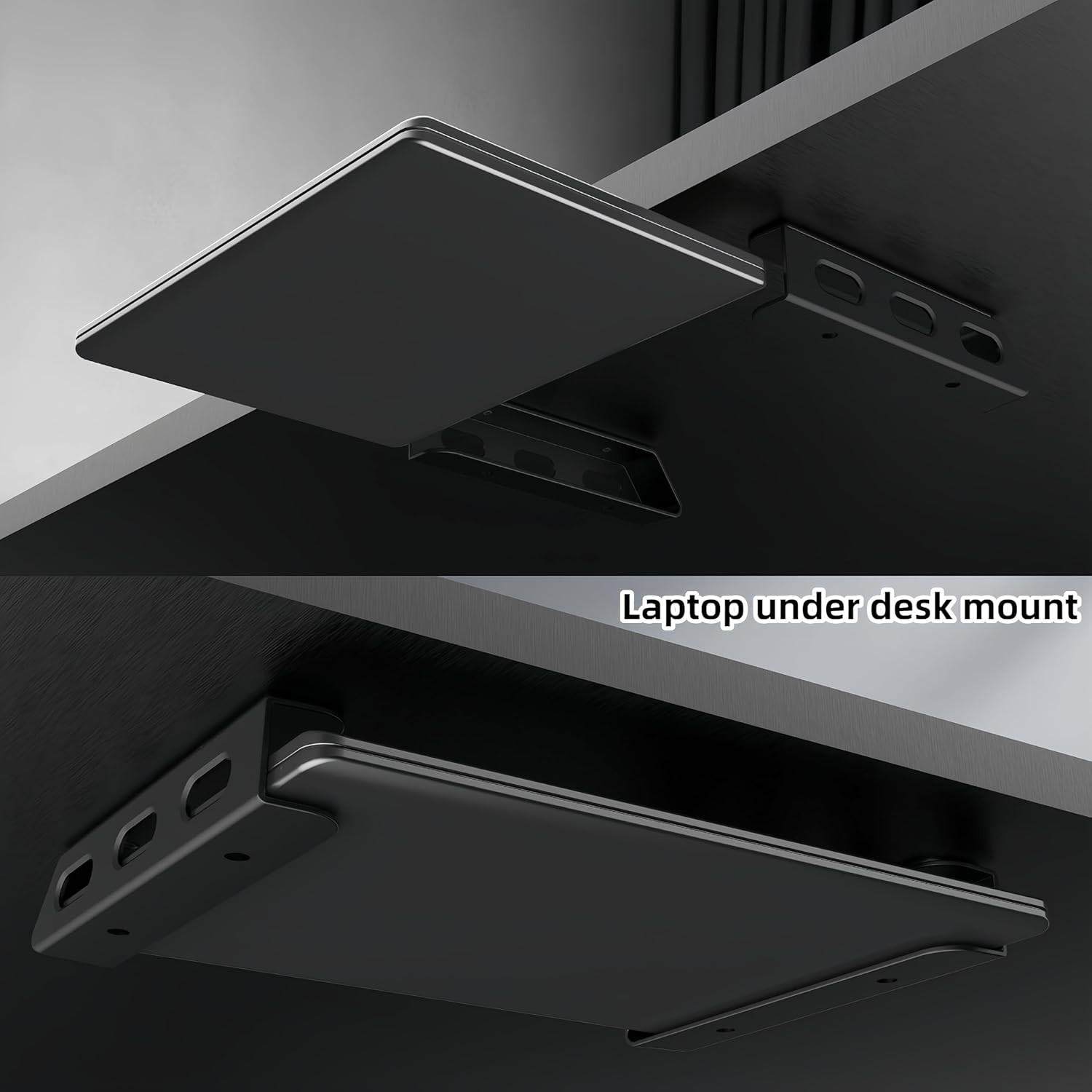 Wall & Under Desk Laptop Mount Holder, with Screw or Adhesive, Fits MacBooks,Sur