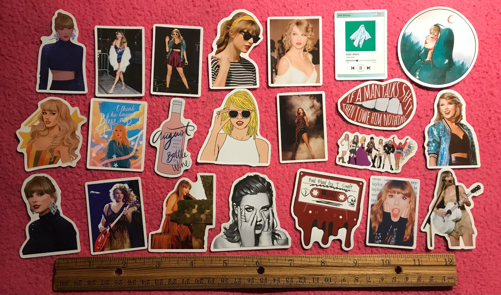LOT OF 10 TAYLOR SWIFT Stickers Music Concert Decals songs lyrics swiftie pics
