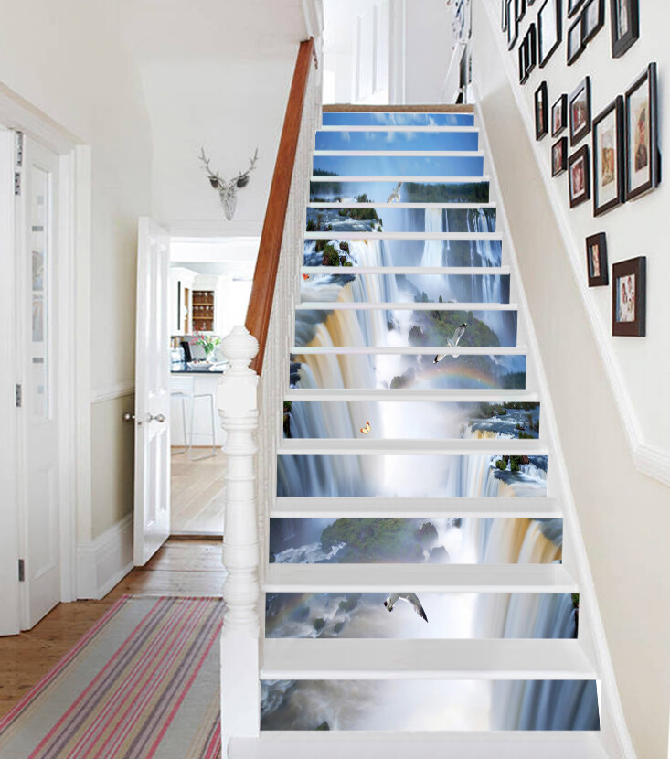3D Beautiful Waterfall AZ362 Stair Risers Decoration Mural Vinyl Wallpaper Kay