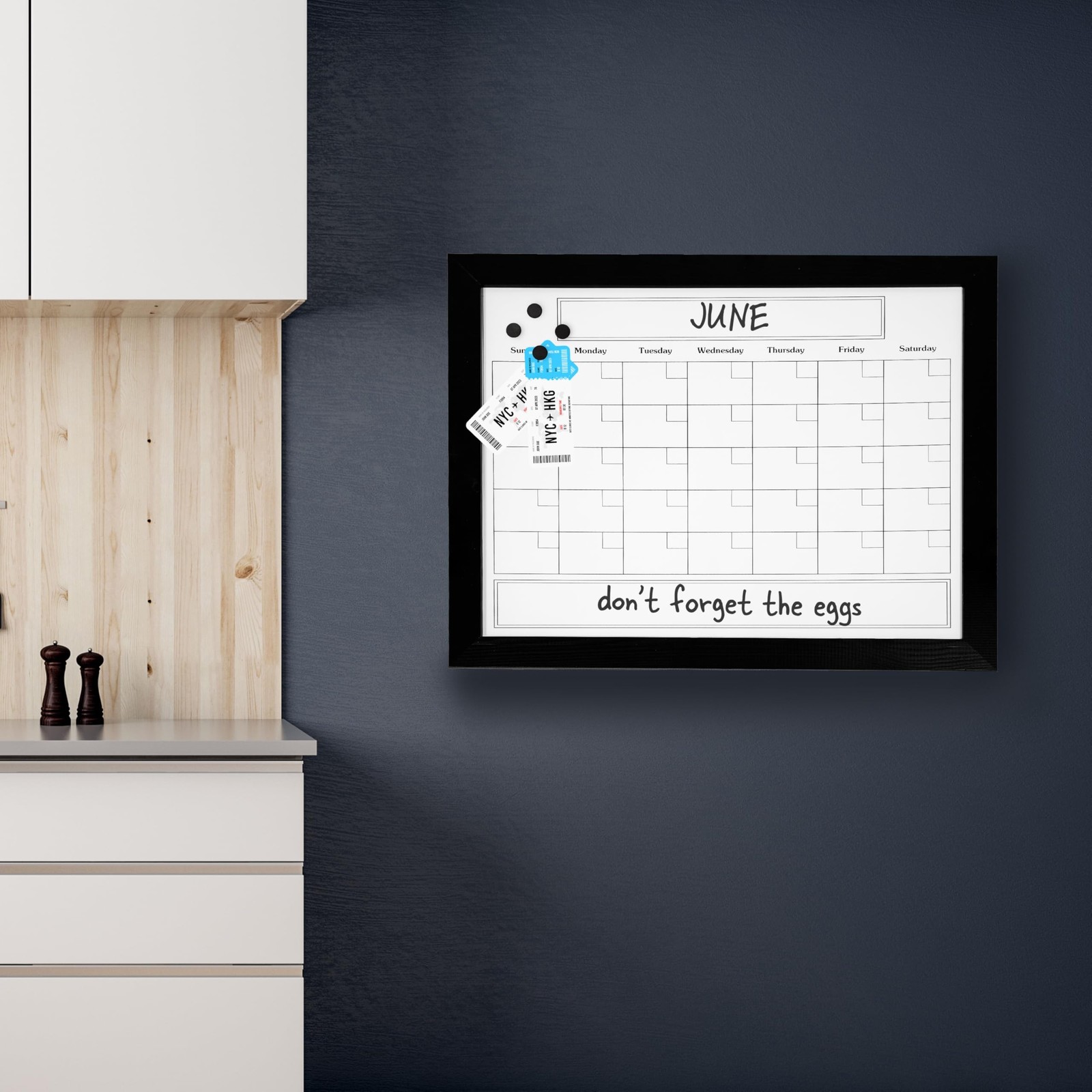 Sunnydaze Monthly Calendar Whiteboard for Wall – Dry Erase Board Calendar wit…