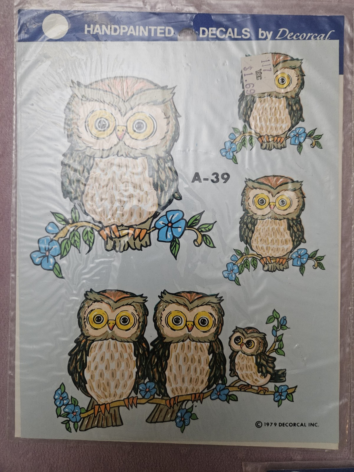 Vtg Hand Painted Decals By Decoral Owl Bird Flower Duck Swan Pineapple Lot Of 7