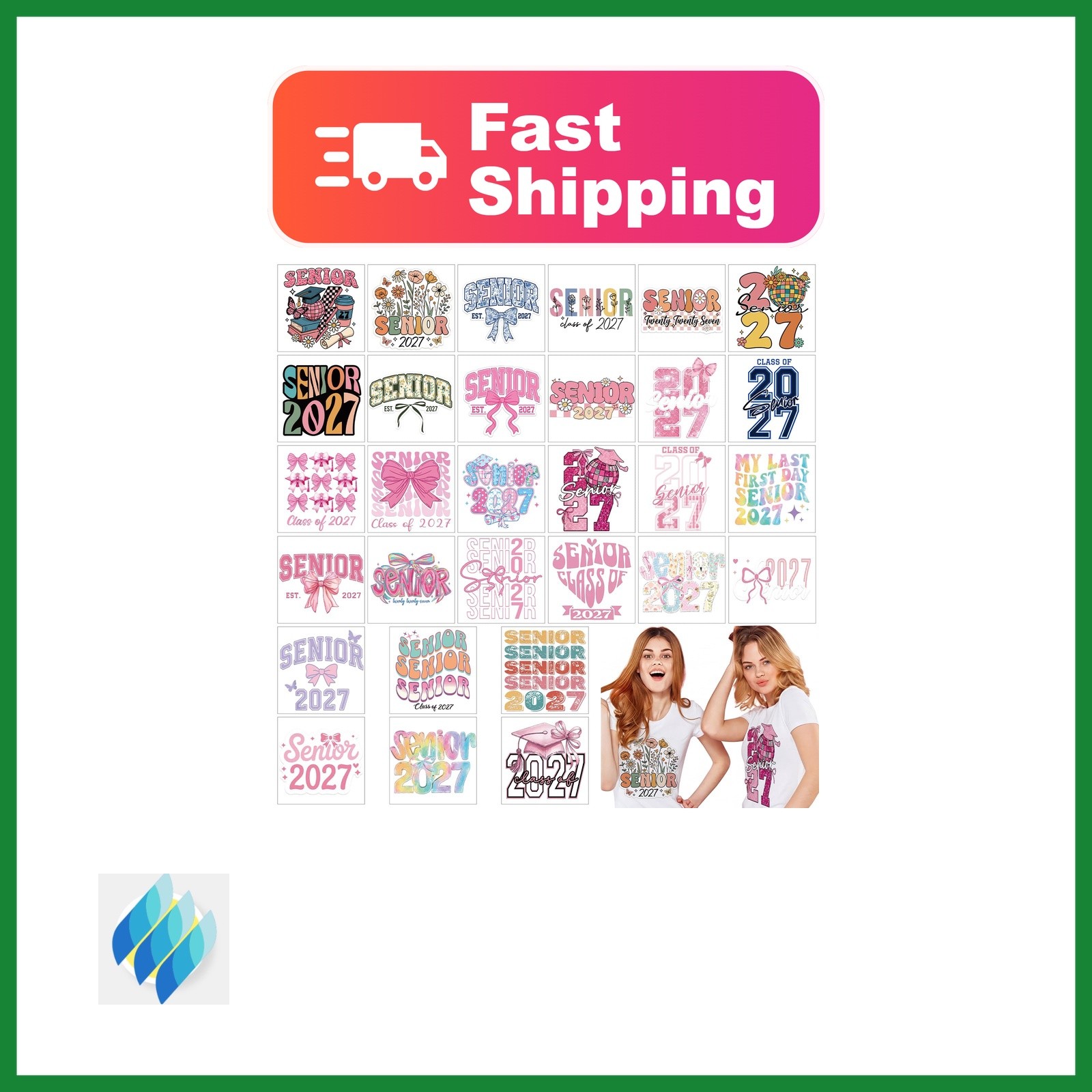 MotiMind 30pcs Senior 2027 Sheets Iron on Transfer Bundle Heat Press Vinyl De…