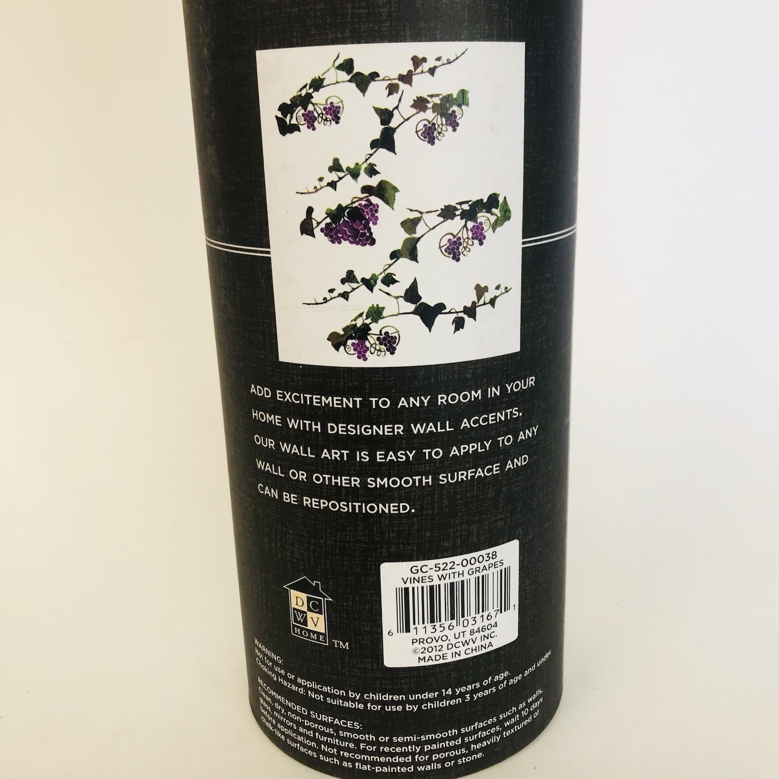 DCWV Decal Sticker Home Peel and Stick Wall Art, Grapes Vines 24” Long 12.5”W