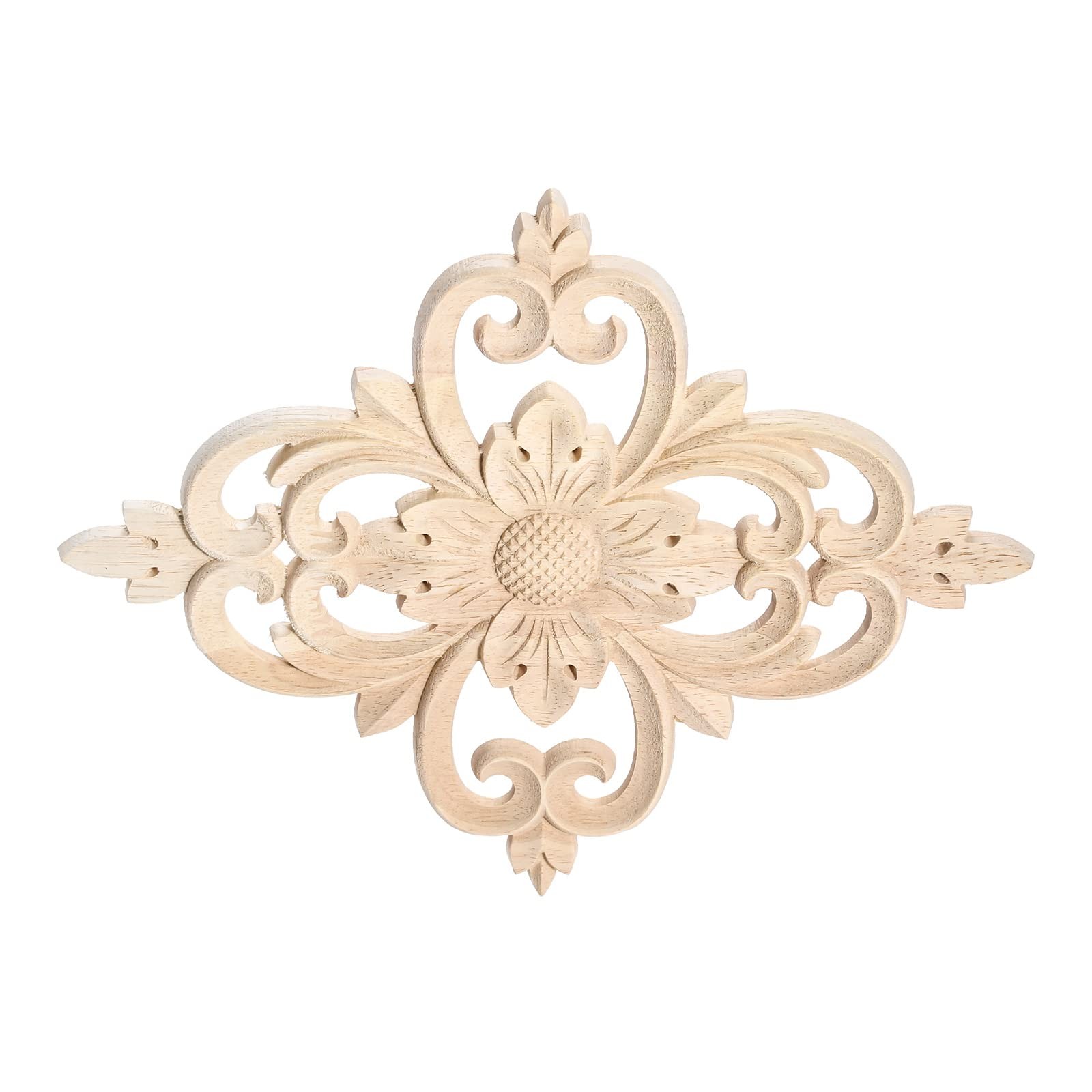 Rhomb Wood Carved Appliques Furniture Onlays, Unpainted Wooden Rosette Decals…