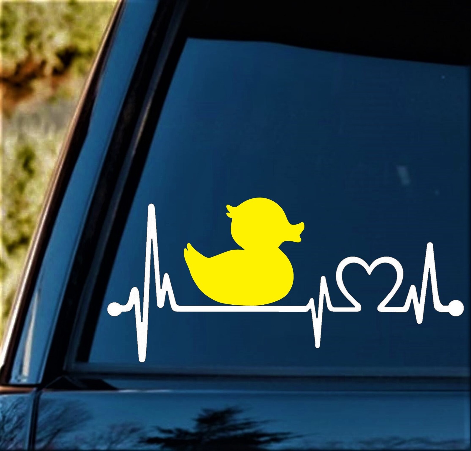 Rubber Duck Jeep Duck Heartbeat Lifeline Decal Sticker Have a Great Day BG2054