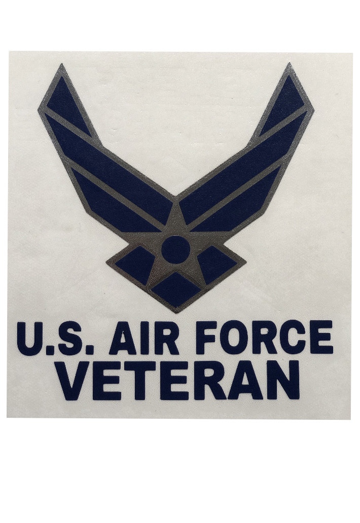 UNITED STATES AIR FORCE VETERAN Vinyl Window Decal/Sticker BLUE/CHROME SILVER