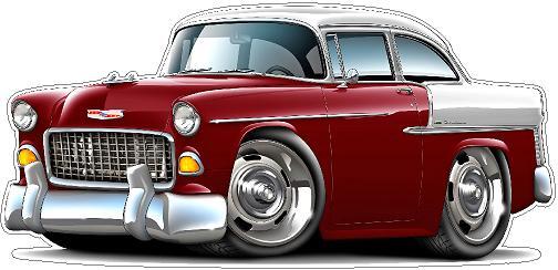Cartoon Car Wall Decal 1955 Chevy Belair Hotrod Cartoon Car Boys Room Art